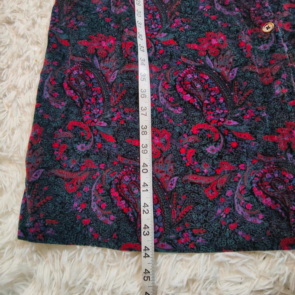 L.L. Bean Paisley Corduroy Pinafore Dress Cottagecore Button Front Vintage USA - Picture 9 of 9